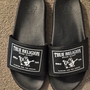 True Religion Black Logo Slides